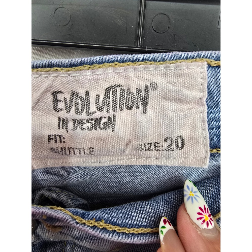 Evolution In Design Shuttle Distressed Rhinestone Blue Jeans Kids Size 20 - Picture 4 of 8